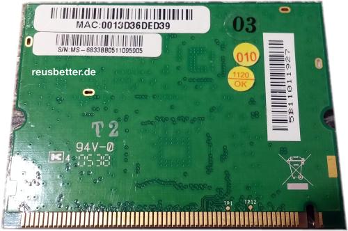 MSI WLAN Notebook Karte | Mini PCI 802.11g | I4L-MS6833 B